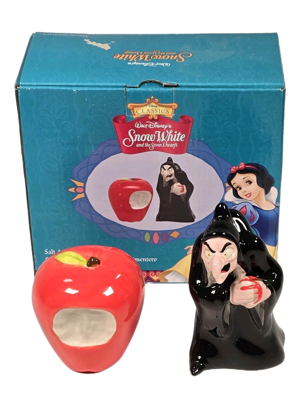 Disney Classic Snow White Evil Witch & Poisoned Apple Salt & Pepper Shakers